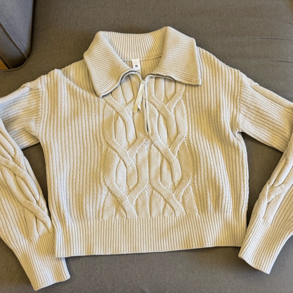 Lululemon Athletica Cream Cable Knit Sweater